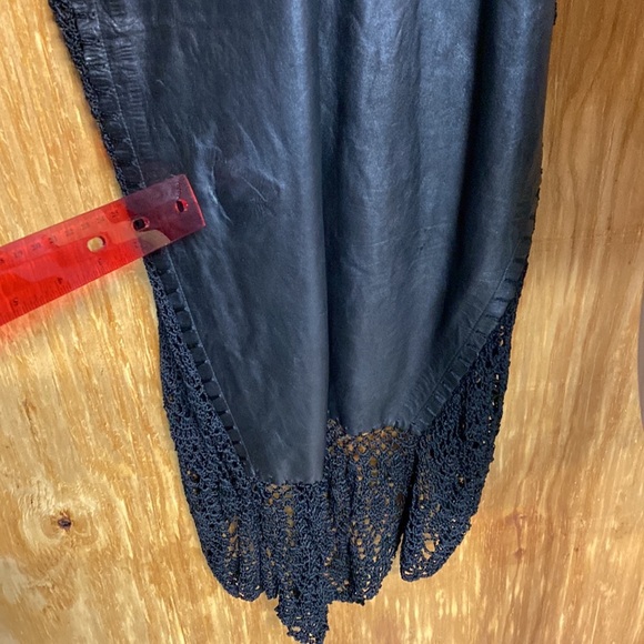 BLACK LEATHER AND KNIT HIGH LOW DRESS with flaw - Picture 11 of 11